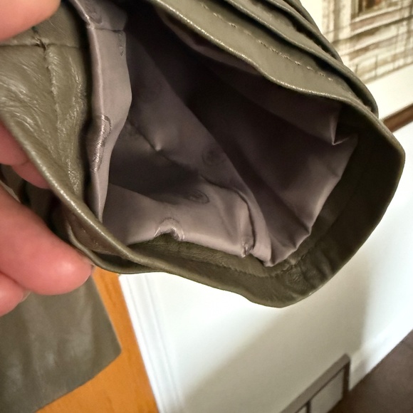 Tory Burch leather Hoodie with curly lamb lined hood. - Picture 5 of 10